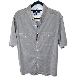 Argyleculture Russell Simmons Navy Check Short Sleeve Button Down Shirt Men’s L